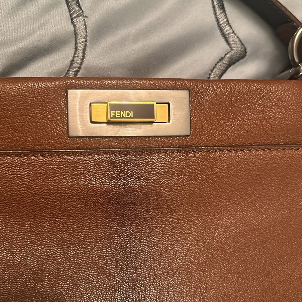 Fendi top handle peekaboo brown ombré bag authentic Zucca lined clean dust bag - Picture 4 of 16